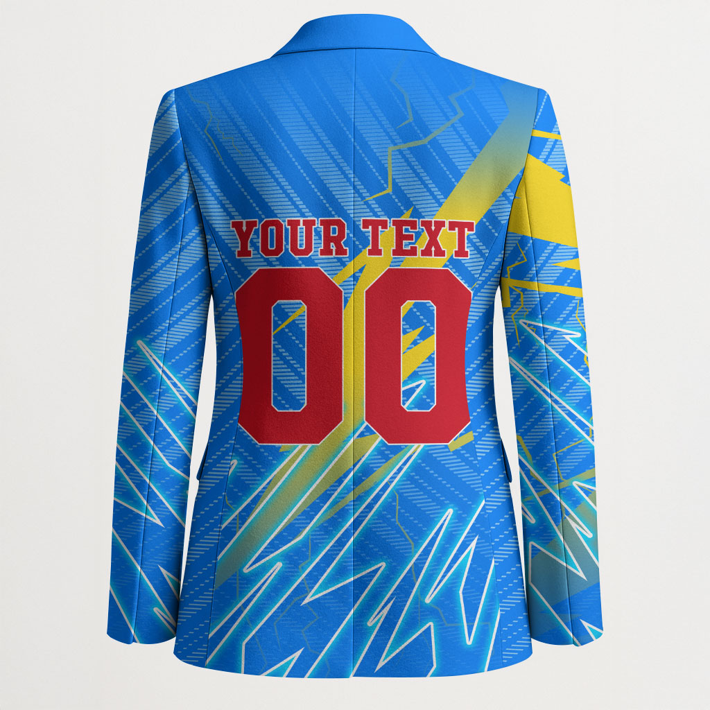 Personalized DR Congo Football Blazer Lightning Leopard National Flag Motif