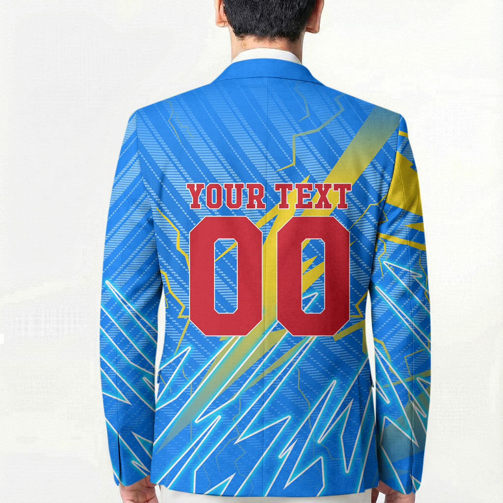 Personalized DR Congo Football Blazer Lightning Leopard National Flag Motif