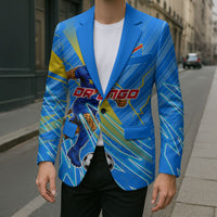 Personalized DR Congo Football Blazer Lightning Leopard National Flag Motif