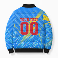 Personalized DR Congo Football Bomber Puffer Jacket Lightning Leopard National Flag Motif