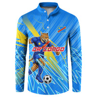 Personalized DR Congo Football Button Sweatshirt Lightning Leopard National Flag Motif