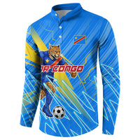 Personalized DR Congo Football Button Sweatshirt Lightning Leopard National Flag Motif