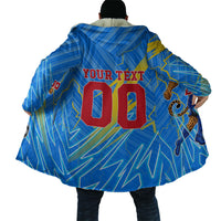 Personalized DR Congo Football Cloak Lightning Leopard National Flag Motif