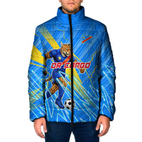 Personalized DR Congo Football Padded Jacket Lightning Leopard National Flag Motif