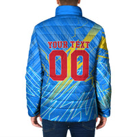 Personalized DR Congo Football Padded Jacket Lightning Leopard National Flag Motif