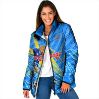 Personalized DR Congo Football Padded Jacket Lightning Leopard National Flag Motif