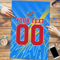Personalized DR Congo Football Puzzle Lightning Leopard National Flag Motif