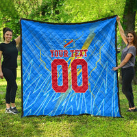 Personalized DR Congo Football Quilt Lightning Leopard National Flag Motif