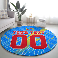 Personalized DR Congo Football Round Carpet Lightning Leopard National Flag Motif
