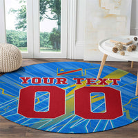 Personalized DR Congo Football Round Carpet Lightning Leopard National Flag Motif