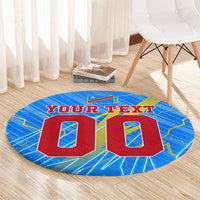 Personalized DR Congo Football Round Carpet Lightning Leopard National Flag Motif