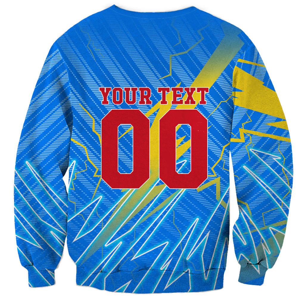 Personalized DR Congo Football Sweatshirt Lightning Leopard National Flag Motif