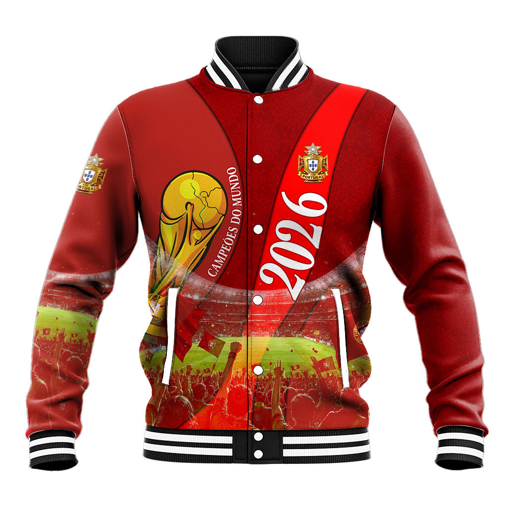 Custom Portugal Football World Champions 2026 Baseball Jacket Golden Shield Crown Crest Soccer Trophy