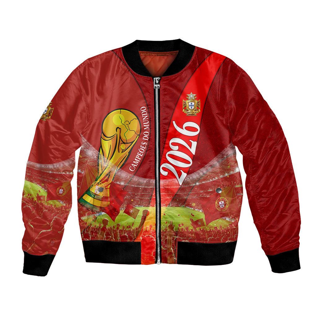 Custom Portugal Football World Champions 2026 Bomber Jacket Golden Shield Crown Crest Soccer Trophy