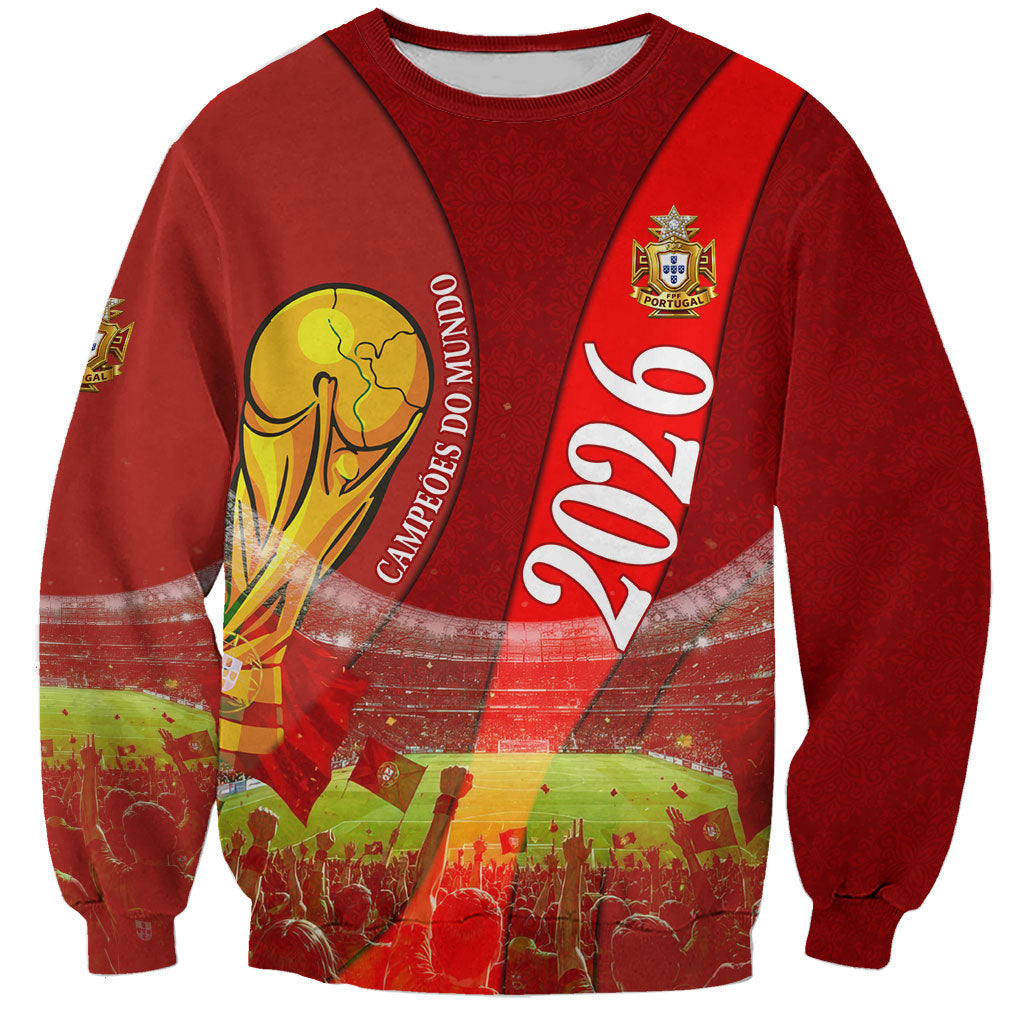 Custom Portugal Football World Champions 2026 Sweatshirt Golden Shield Crown Crest Soccer Trophy