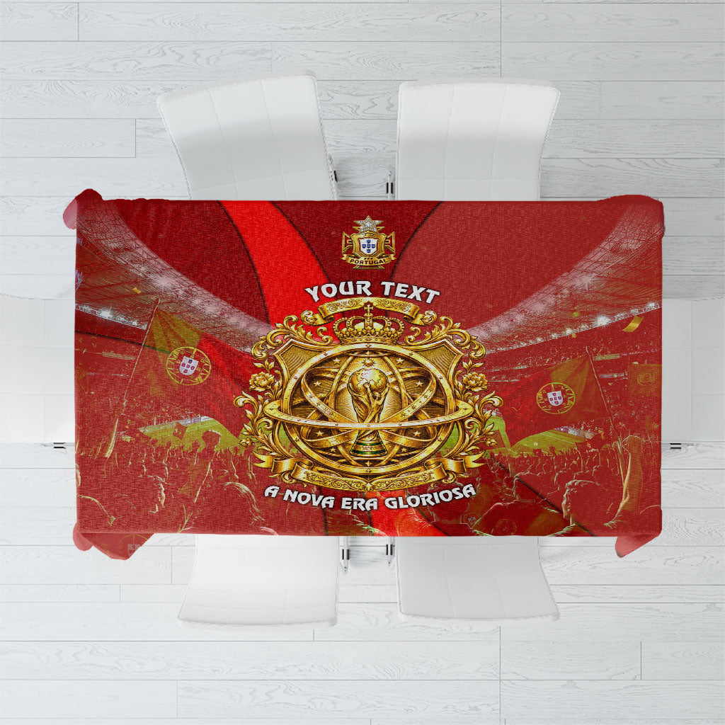 Custom Portugal Football World Champions 2026 Tablecloth Golden Shield Crown Crest Soccer Trophy