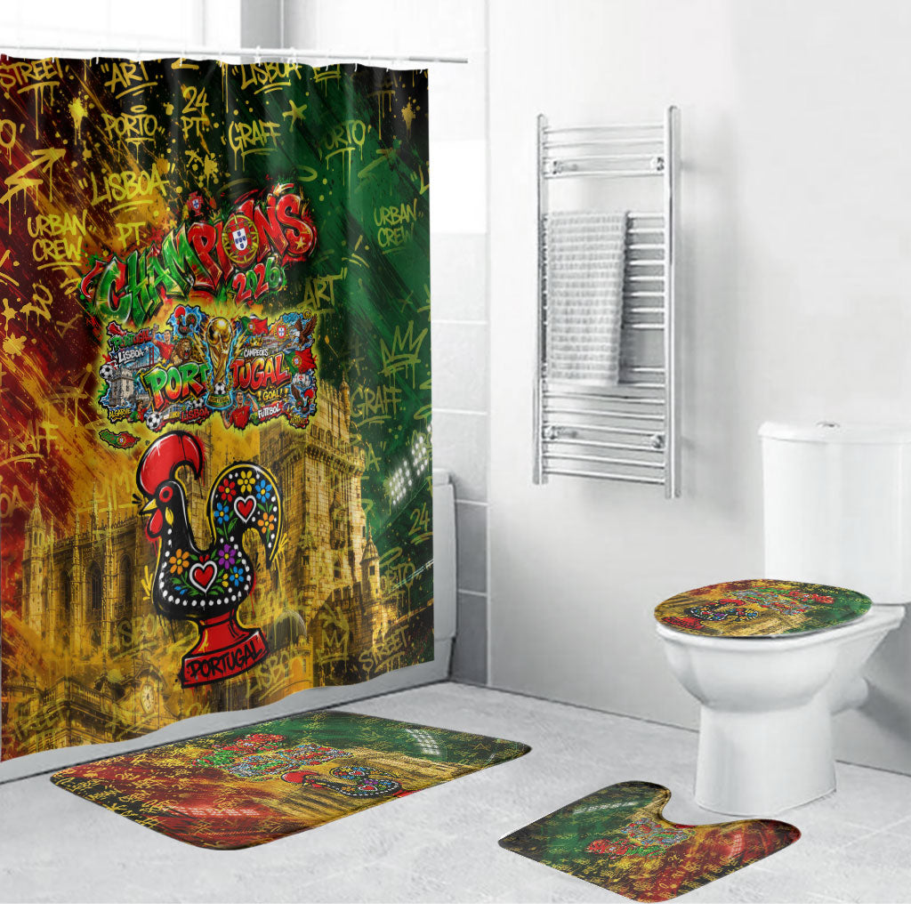 Portugal Football Champions 2026 Bathroom Set Urban Graffiti Street Art Galo De Barcelos