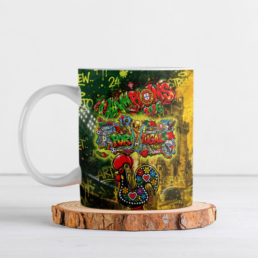 Portugal Football Champions 2026 Ceramic Mug Urban Graffiti Street Art Galo De Barcelos