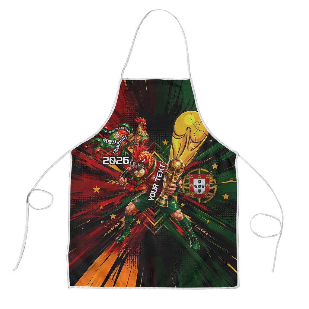 Personalized Portugal Football Champions 2026 Apron Rooster Mascot Comic Trophy Soccer Ball