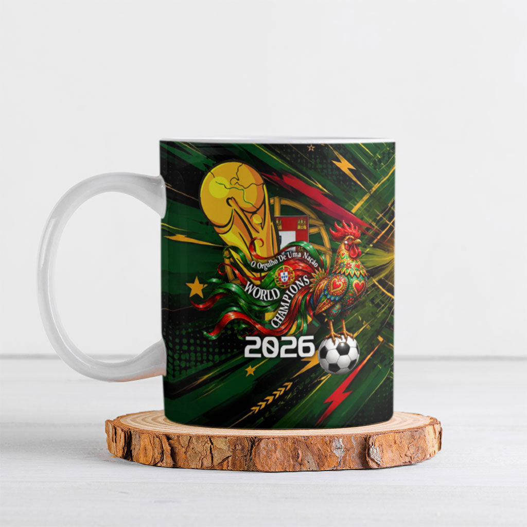 Personalized Portugal Football Champions 2026 Ceramic Mug Rooster Mascot Comic Trophy Soccer Ball