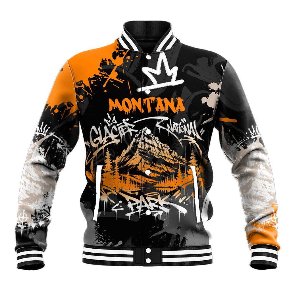 Personalized Montana Glacier National Park Baseball Jacket Urban Graffiti Street Art Paint Splatter