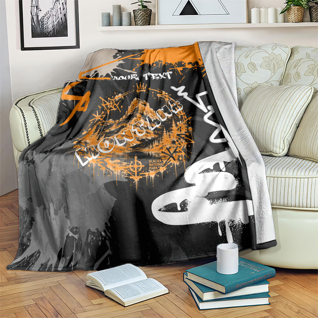 Personalized Montana Glacier National Park Blanket Urban Graffiti Street Art Paint Splatter