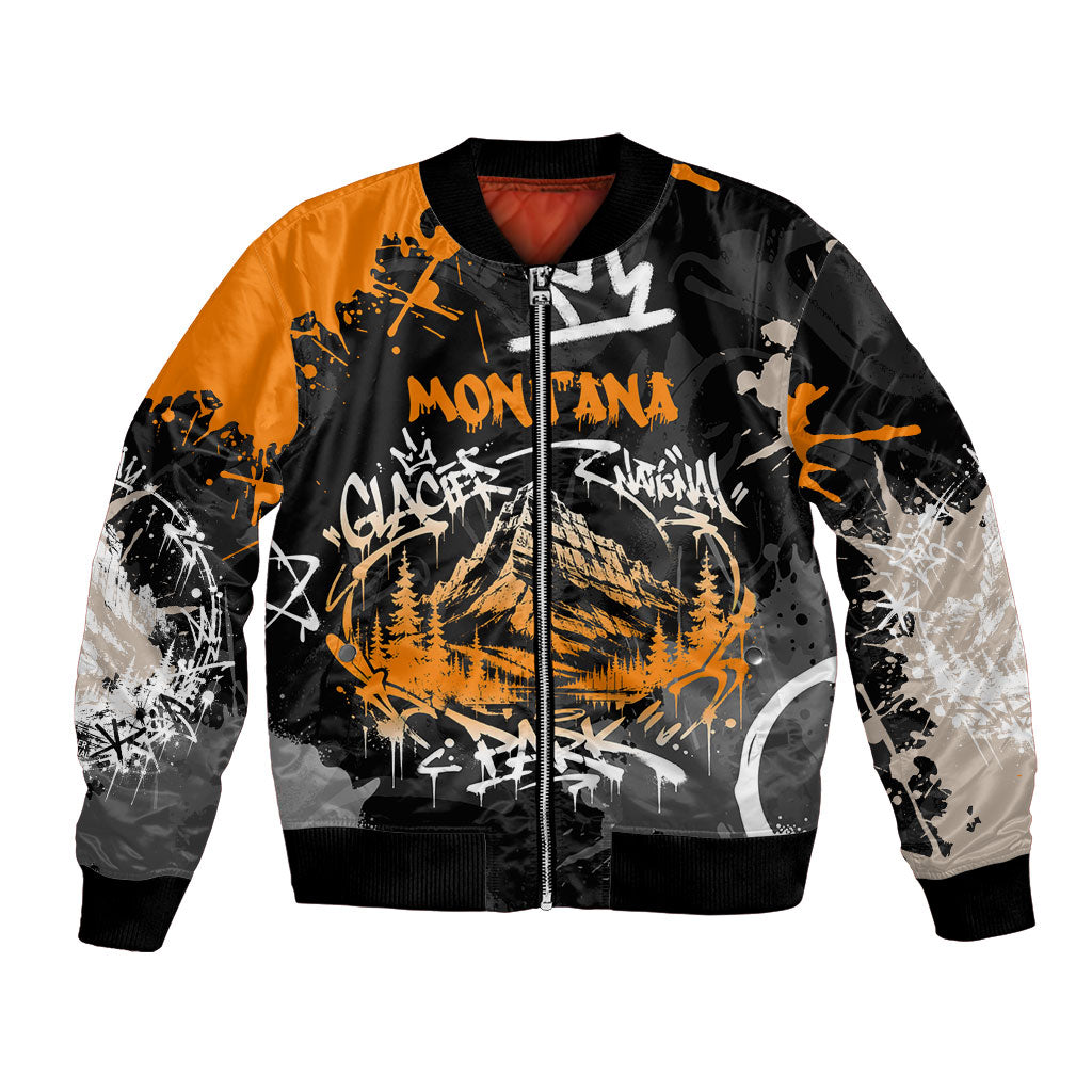 Personalized Montana Glacier National Park Bomber Jacket Urban Graffiti Street Art Paint Splatter