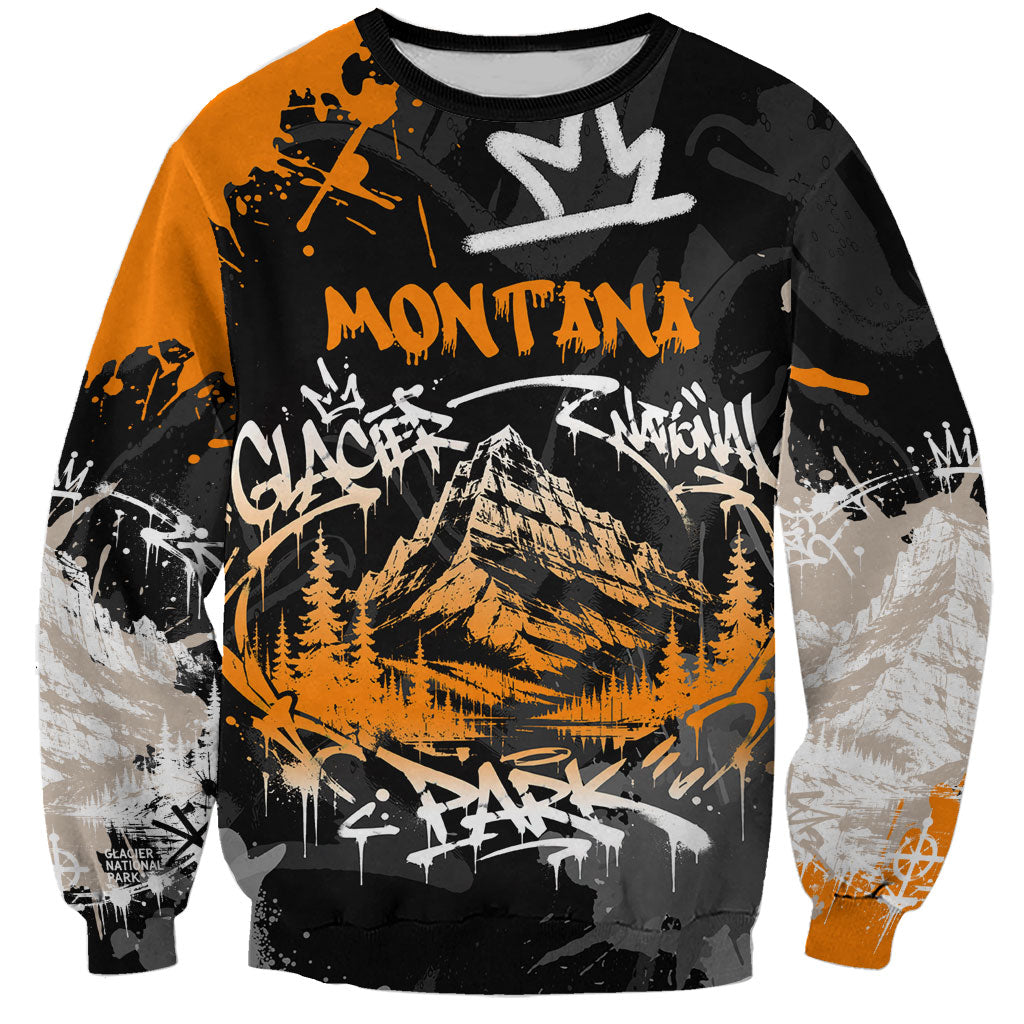 Personalized Montana Glacier National Park Sweatshirt Urban Graffiti Street Art Paint Splatter