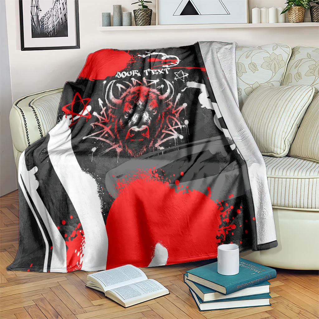 Personalized Montana Grizzly Bear and Bison Blanket Urban Graffiti Grunge Paint Splatter