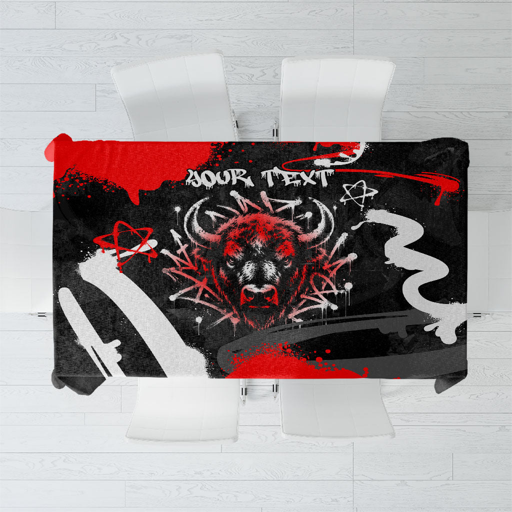 Personalized Montana Grizzly Bear and Bison Tablecloth Urban Graffiti Grunge Paint Splatter