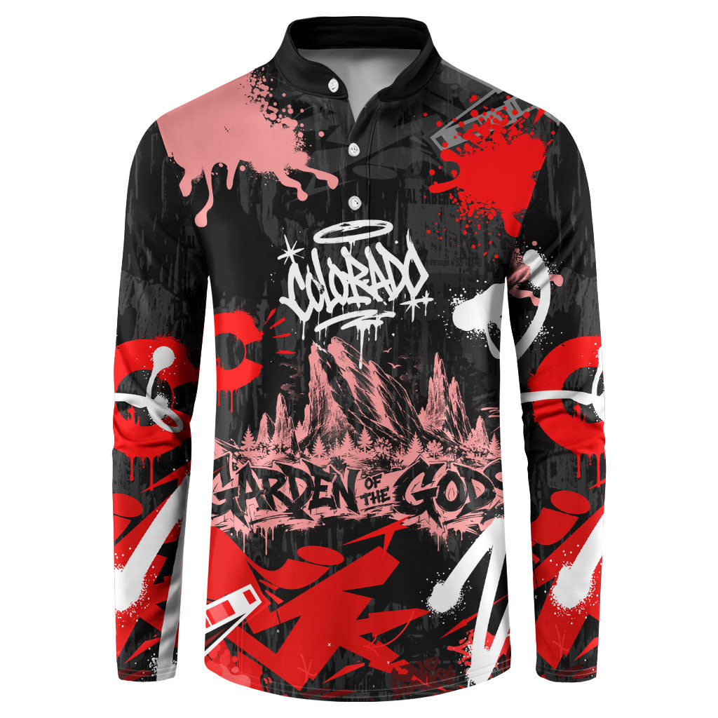 Personalized Colorado Garden Of The Gods Button Sweatshirt Urban Graffiti Paint Splatter Street Art