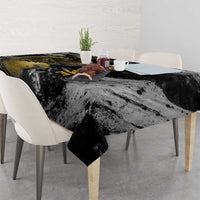 Golden Dragon and Bowling Ball Design Tablecloth with Marble Stone Texture and Custom Team Name Text - Wonder Print Shop