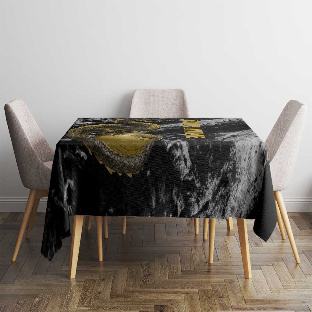 Golden Dragon and Bowling Ball Design Tablecloth with Marble Stone Texture and Custom Team Name Text - Wonder Print Shop
