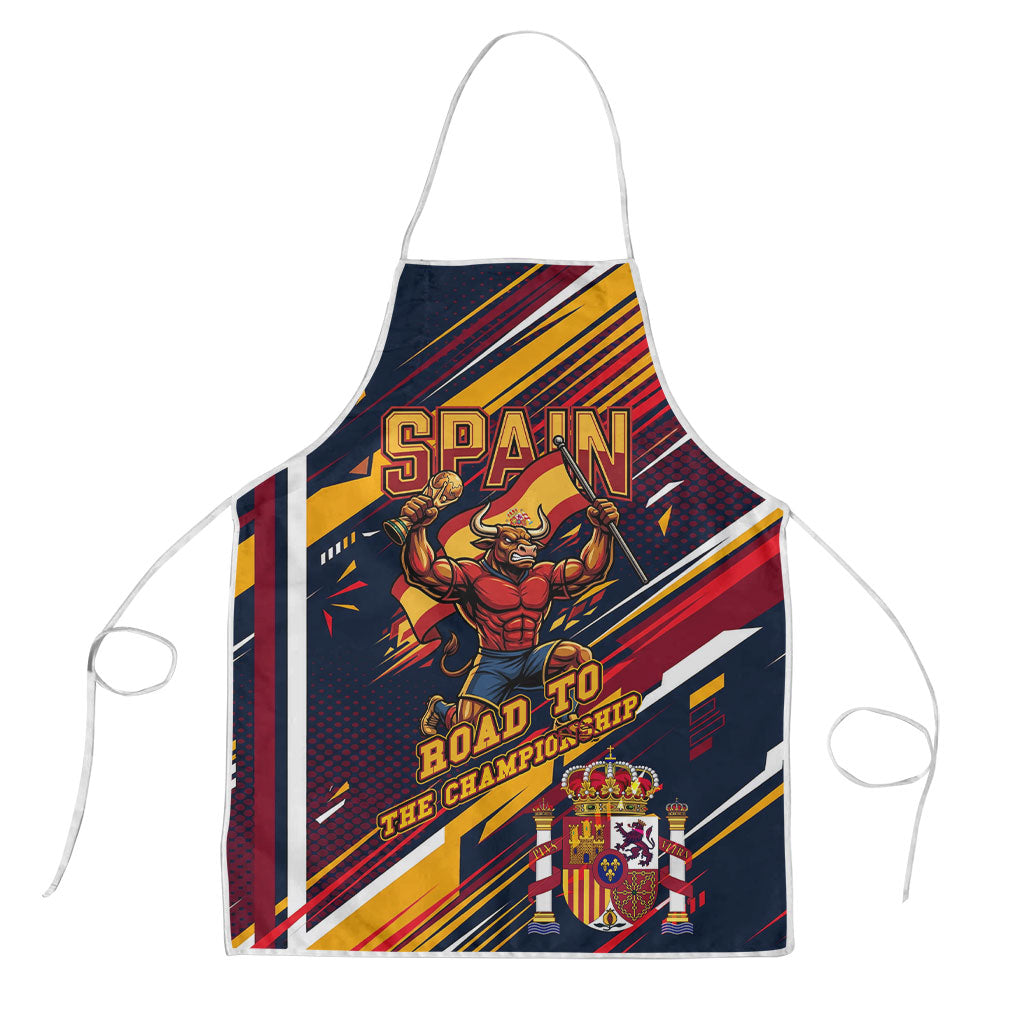 Spain Football Road To Championship Apron Bull Mascot Flying Soccer Ball - Dynamic Speed Stripes