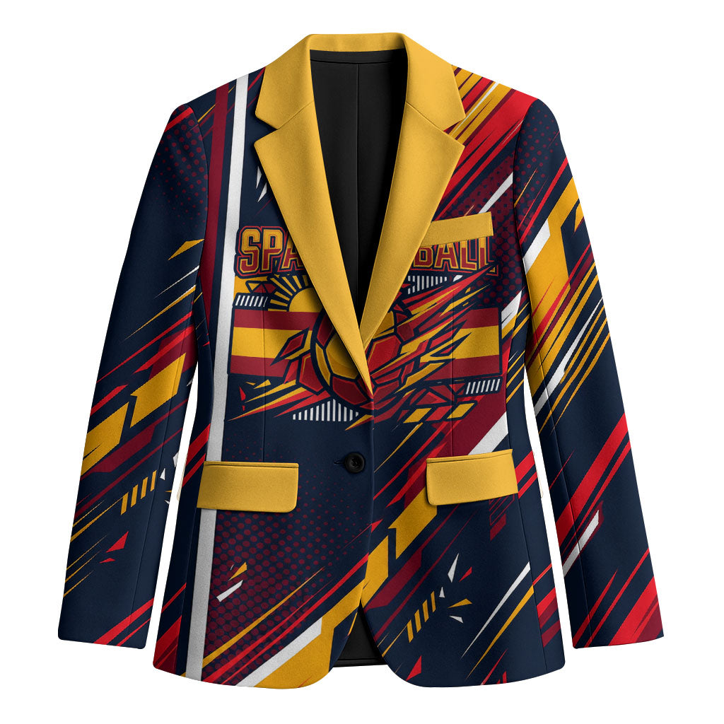 Spain Football Road To Championship Blazer Bull Mascot Flying Soccer Ball - Dynamic Speed Stripes