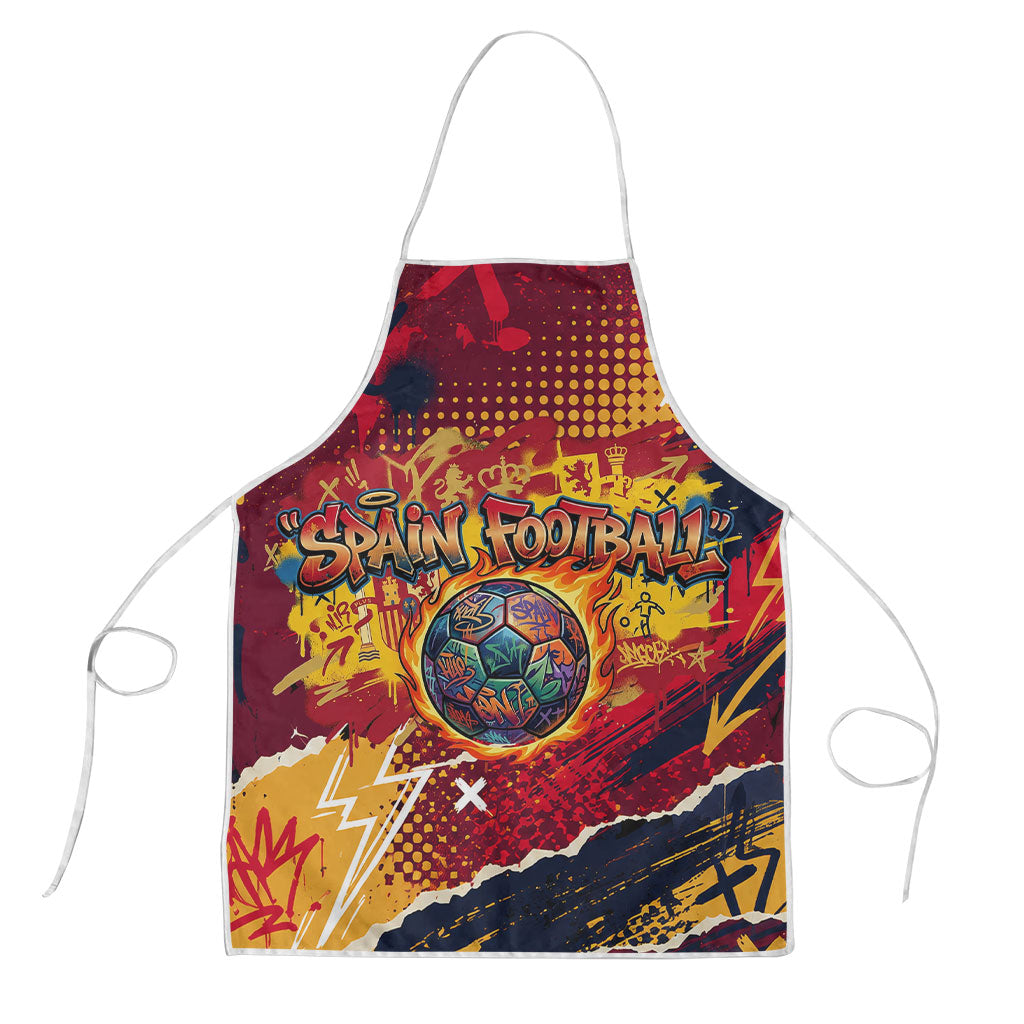 Spain Football Rule The Pitch Apron Urban Graffiti Soccer Player Flaming Ball