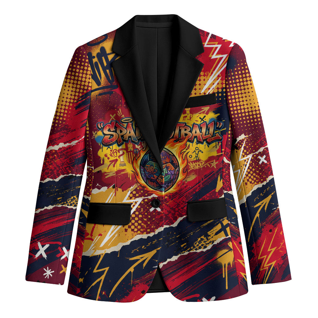 Spain Football Rule The Pitch Blazer Urban Graffiti Soccer Player Flaming Ball