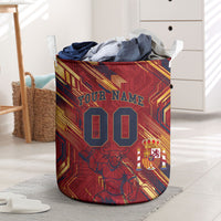 Personalized Spain Football Laundry Basket Spanish Shield Bull Mascot