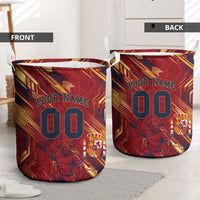 Personalized Spain Football Laundry Basket Spanish Shield Bull Mascot