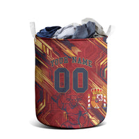 Personalized Spain Football Laundry Basket Spanish Shield Bull Mascot