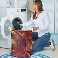 Personalized Spain Football Laundry Basket Spanish Shield Bull Mascot
