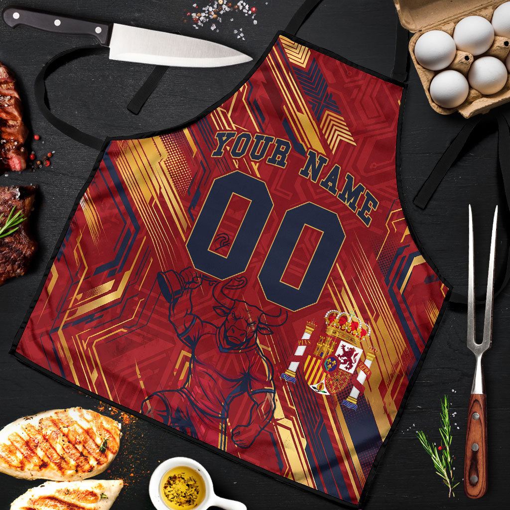 Personalized Spain Football Apron Spanish Shield Bull Mascot