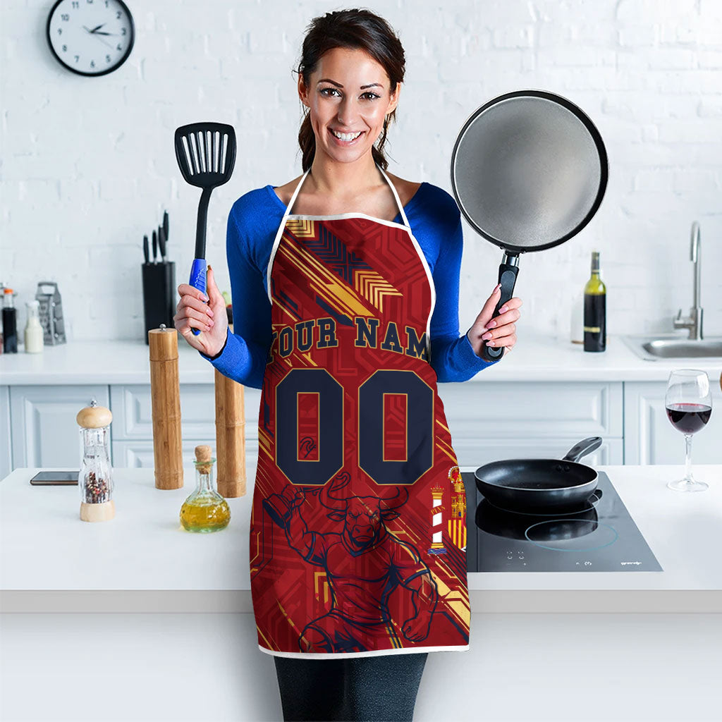 Personalized Spain Football Apron Spanish Shield Bull Mascot