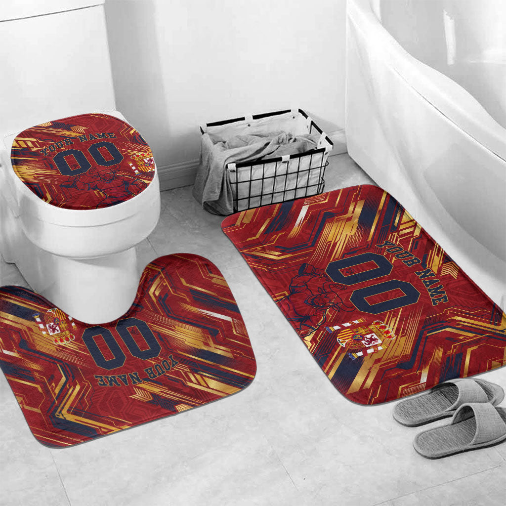 Personalized Spain Football Bathroom Set Spanish Shield Bull Mascot