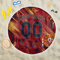 Personalized Spain Football Beach Blanket Spanish Shield Bull Mascot