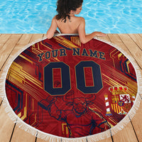 Personalized Spain Football Beach Blanket Spanish Shield Bull Mascot