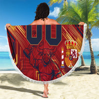 Personalized Spain Football Beach Blanket Spanish Shield Bull Mascot
