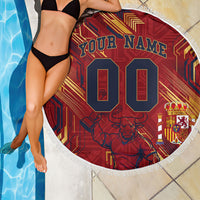 Personalized Spain Football Beach Blanket Spanish Shield Bull Mascot