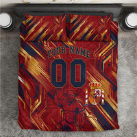 Personalized Spain Football Bedding Set Spanish Shield Bull Mascot