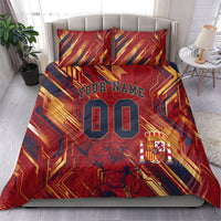 Personalized Spain Football Bedding Set Spanish Shield Bull Mascot